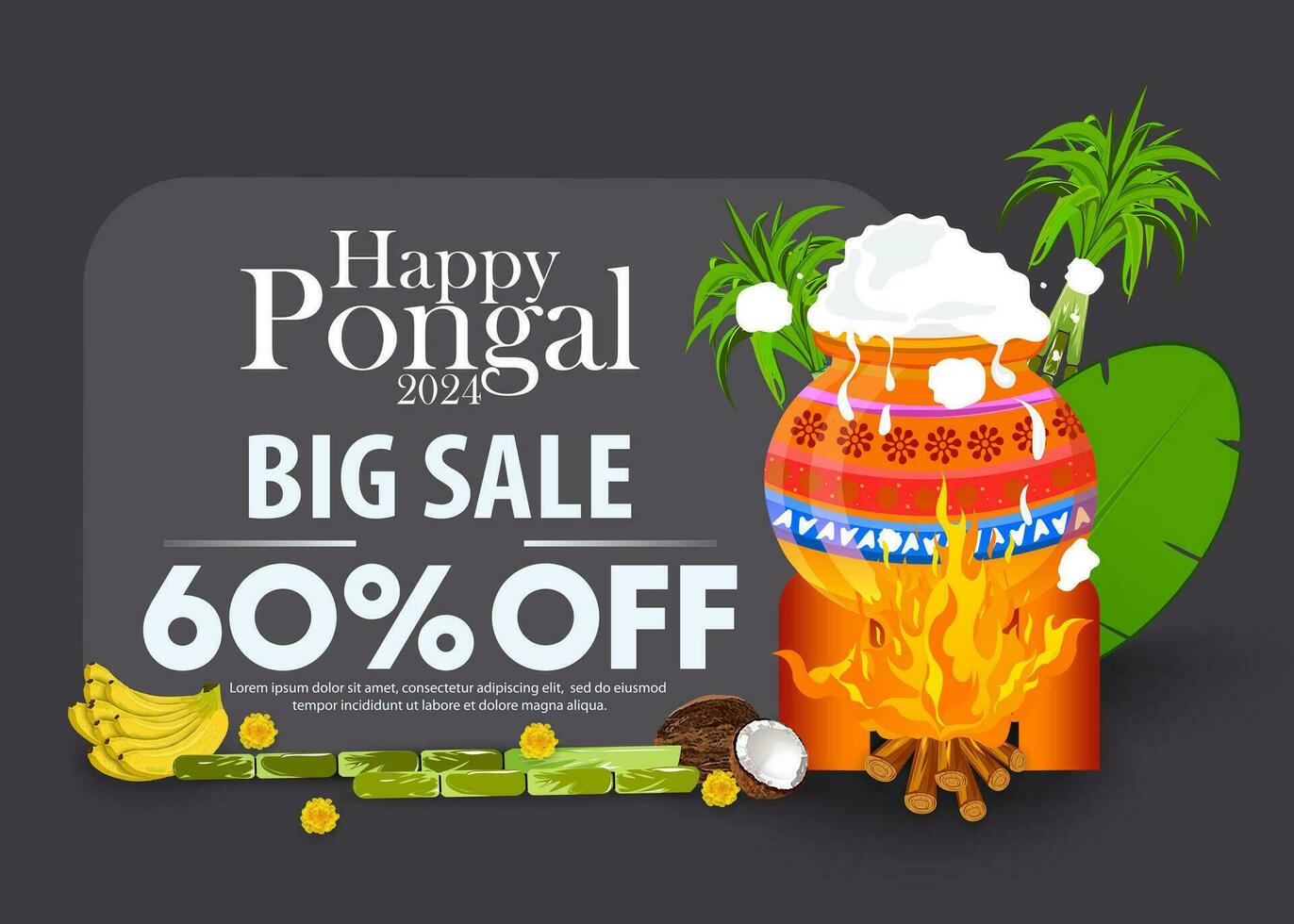 Happy Pongal sale banner design template. Vector illustration for your promotion. Happy Pongal .