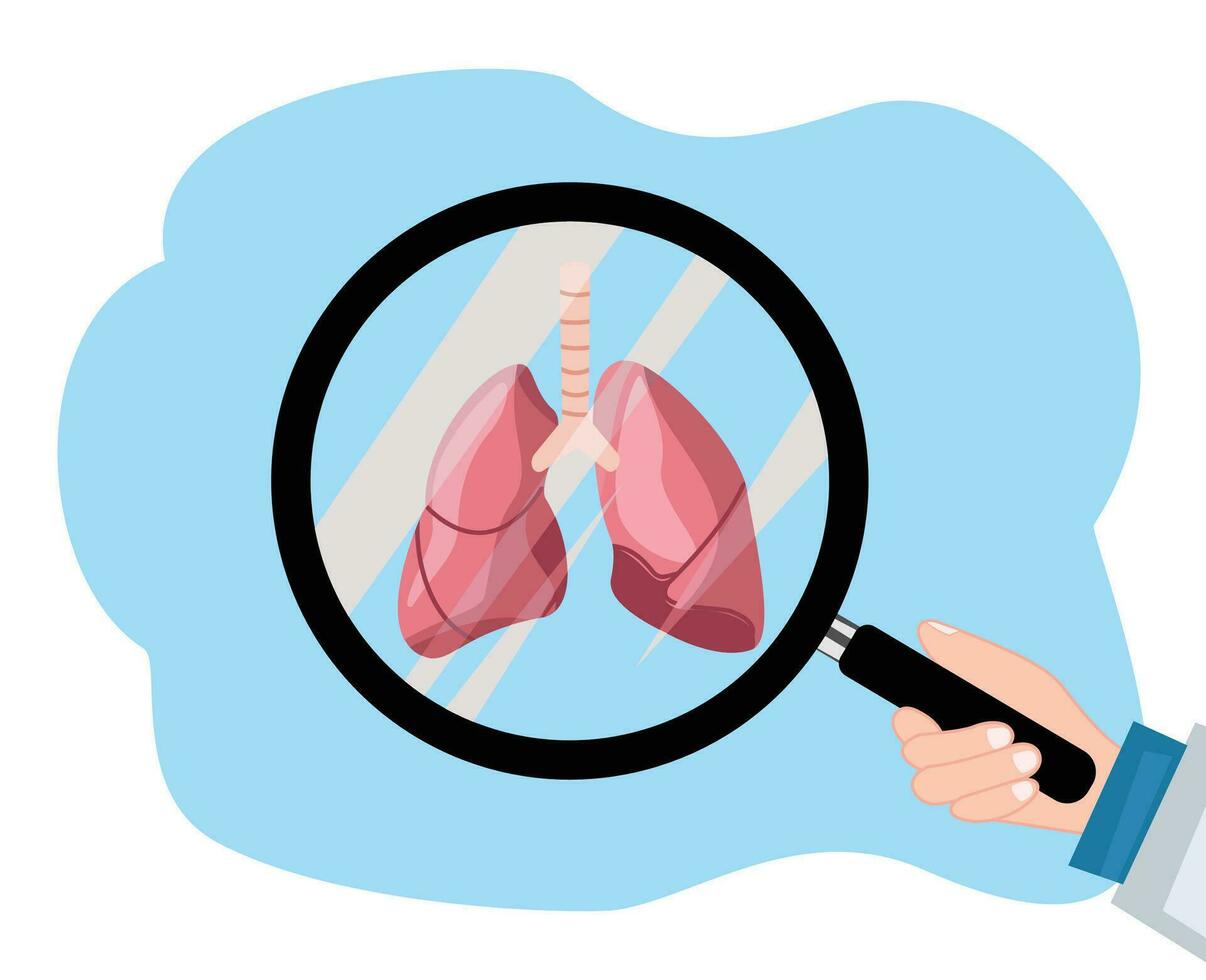 chequeo pulmón sistema para tratamiento y examinar livianos salud vector