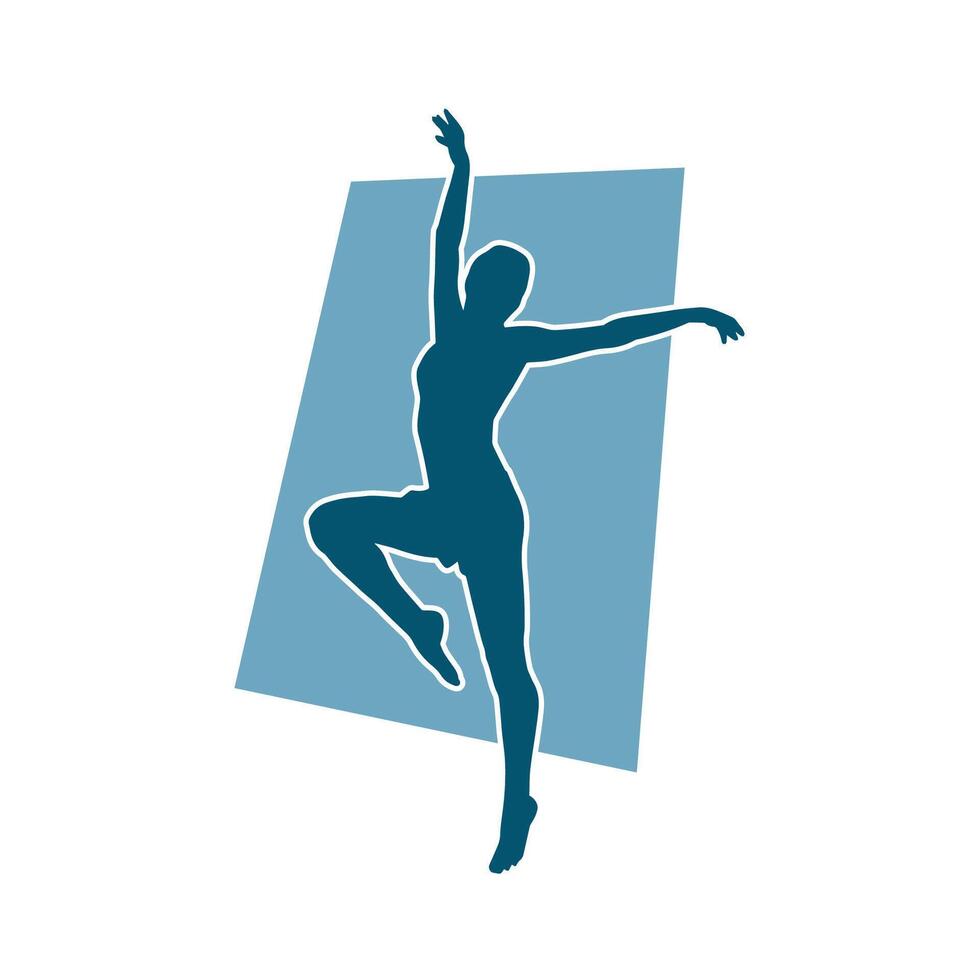 Silhouette of a female ballet dancer in action pose. Silhouette of a ballerina girl dancing pose. vector