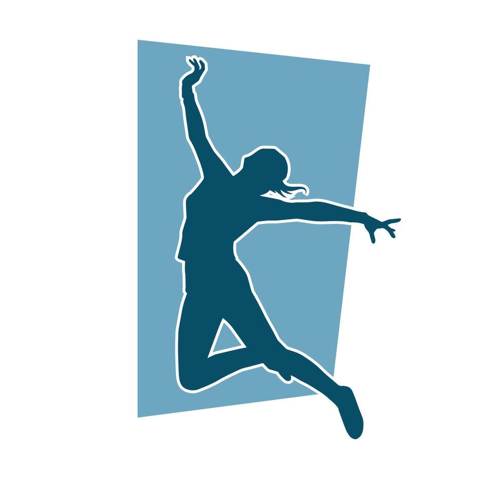 Silhouette of a female ballet dancer in action pose. Silhouette of a ballerina girl dancing pose. vector