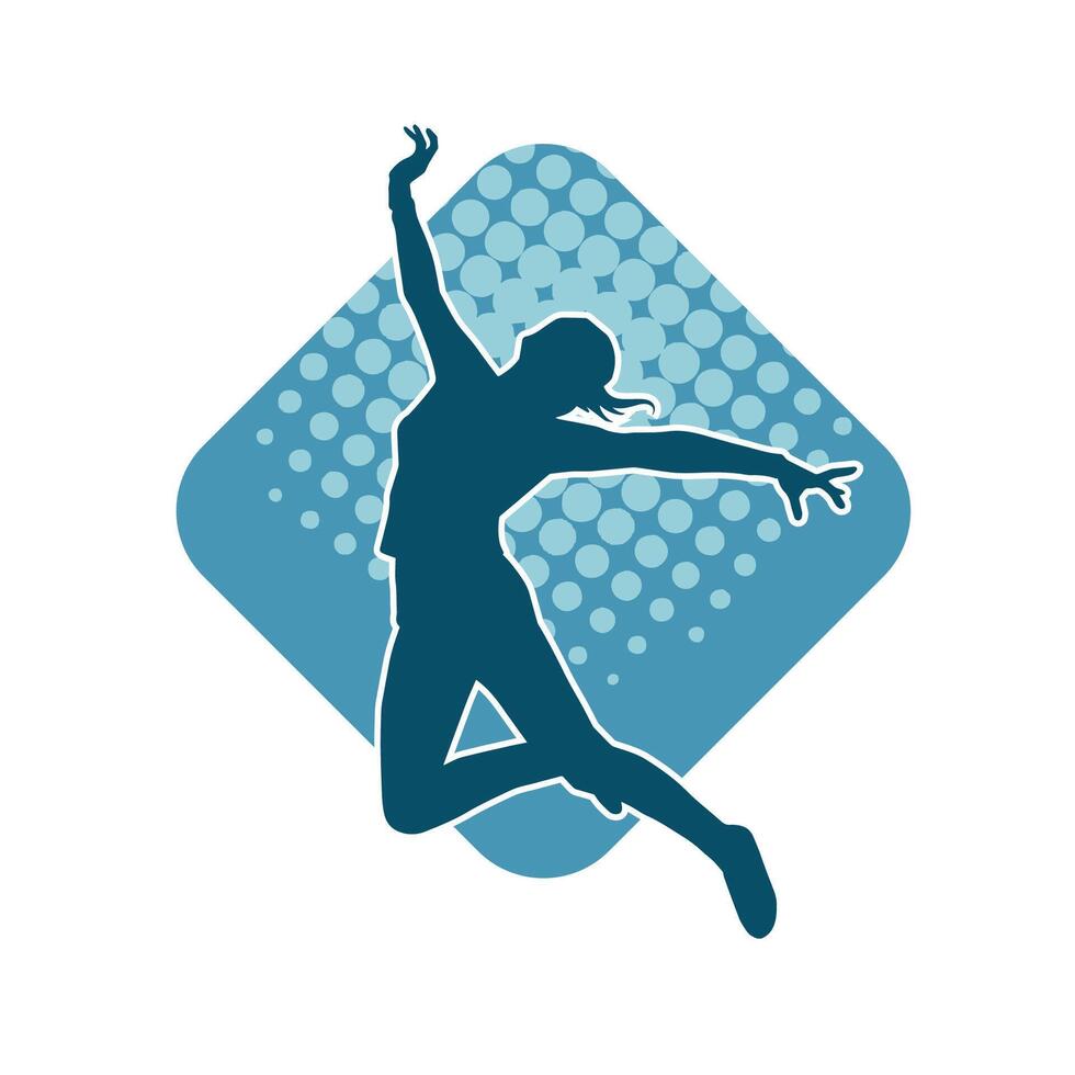 Silhouette of a female ballet dancer in action pose. Silhouette of a ballerina girl dancing pose. vector