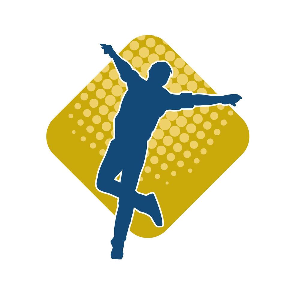 Silhouette of a slim man dancing pose. Silhouette of a male dancer in action pose. vector