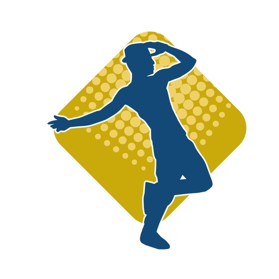 Silhouette of a slim man dancing pose. Silhouette of a male dancer in action pose. vector