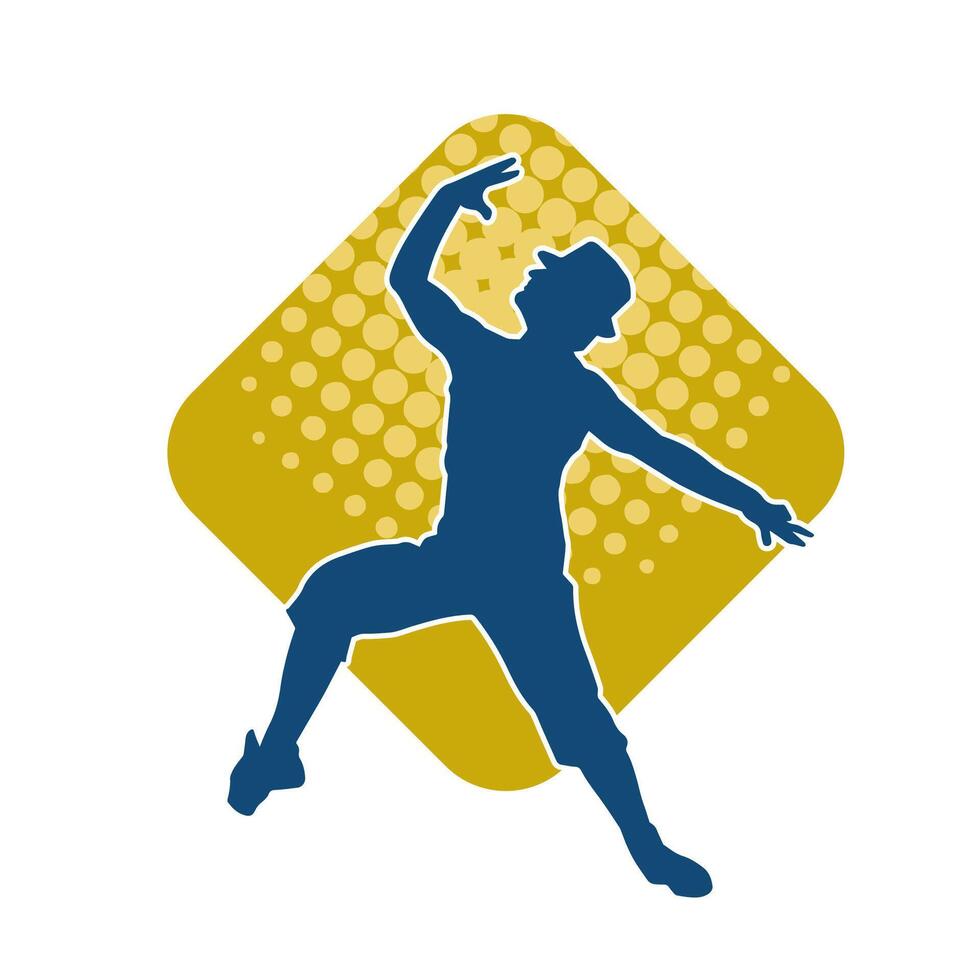 Silhouette of a slim man dancing pose. Silhouette of a male dancer in action pose. vector