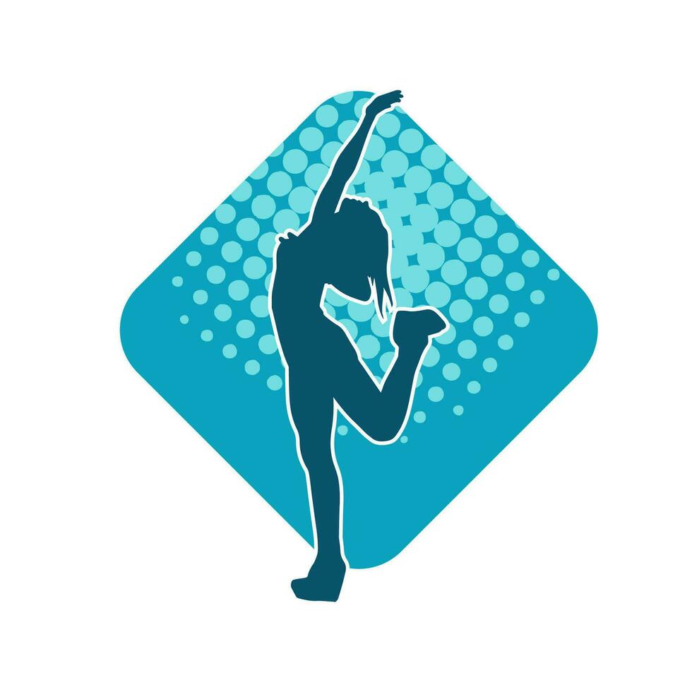 silueta de un hembra bailarín en acción pose. silueta de un mujer bailando felizmente. vector