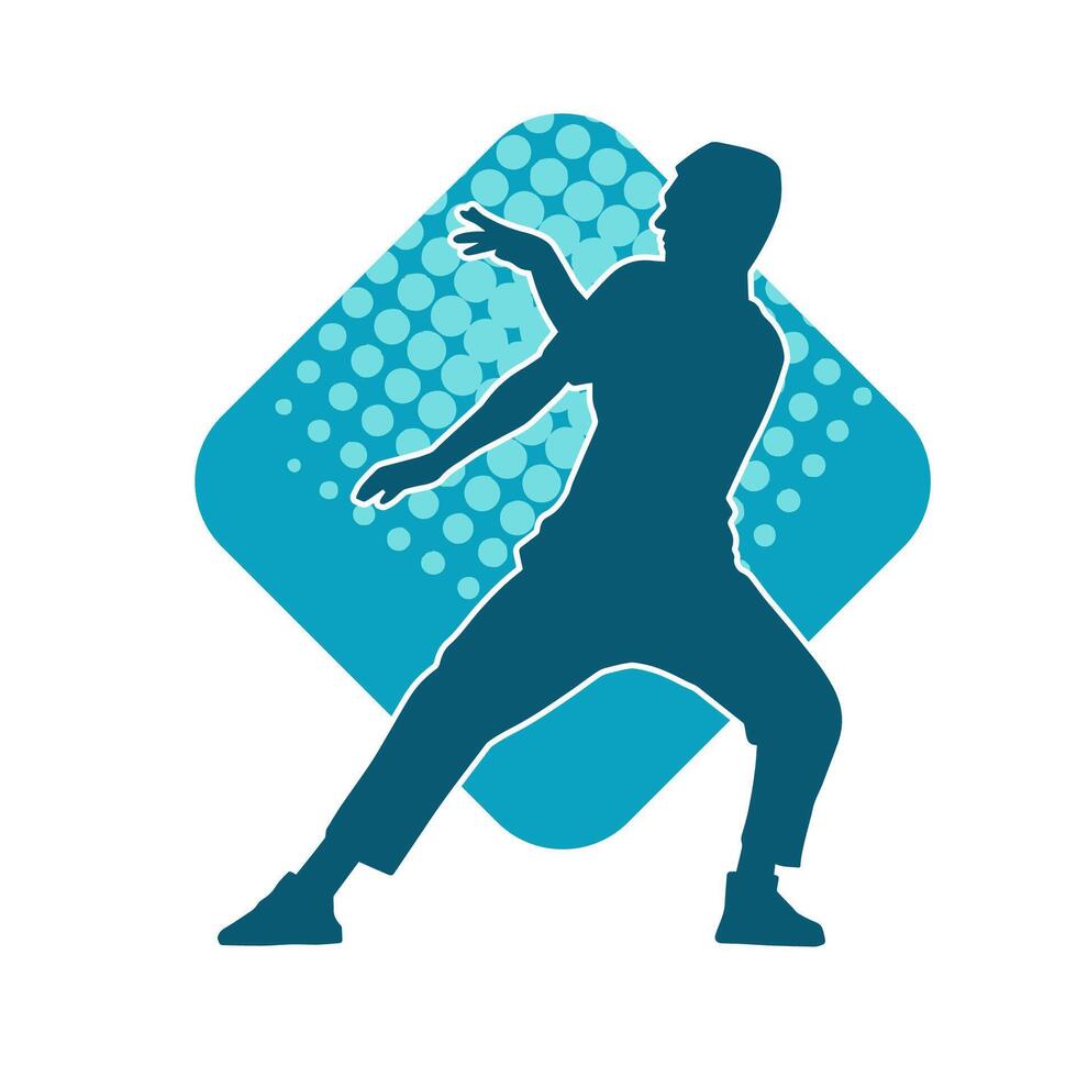 Silhouette of a slim man dancing pose. Silhouette of a male dancer in action pose. vector