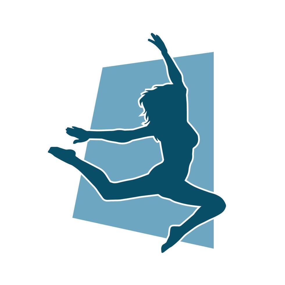 Silhouette of a female ballet dancer in action pose. Silhouette of a ballerina girl dancing pose. vector