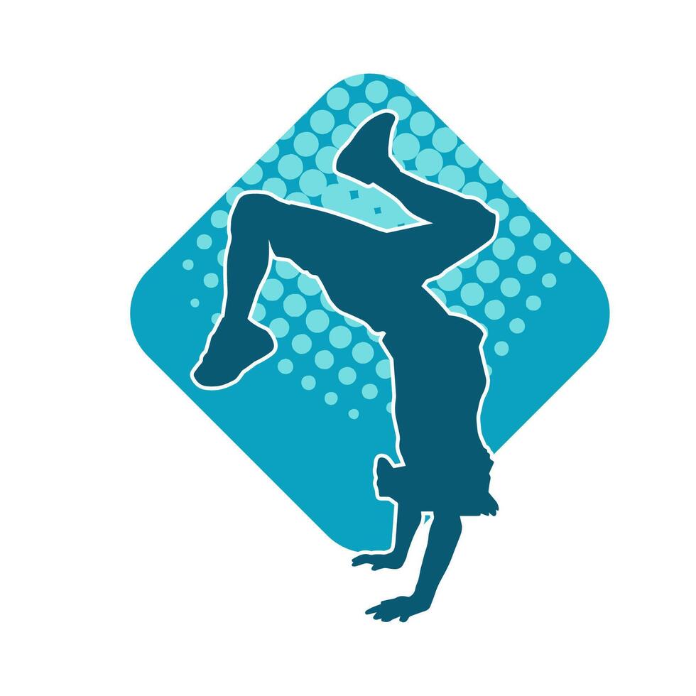 Silhouette of a female dancer in action pose. Silhouette of a woman dancing happily. vector