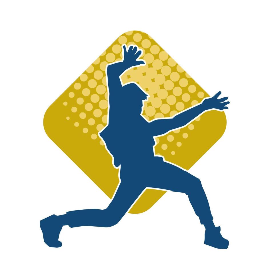 Silhouette of a slim man dancing pose. Silhouette of a male dancer in action pose. vector