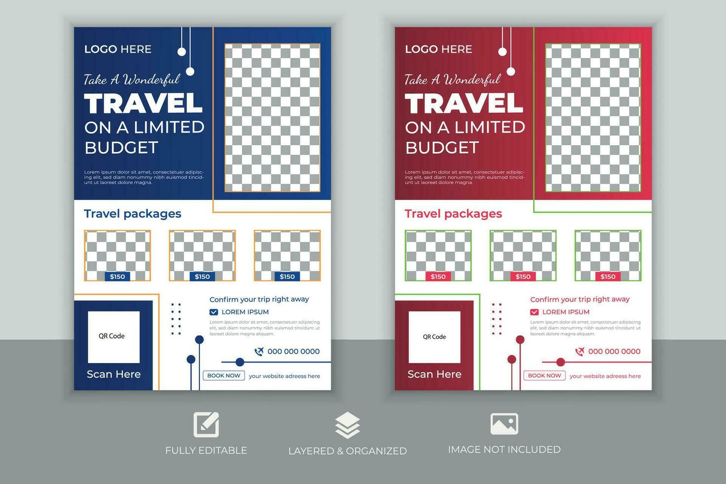 Tour and travel flyer template, traveling or summer beach travelling flyer social media post or web banner template design, Tourism business marketing flyer or poster with abstract digital background vector