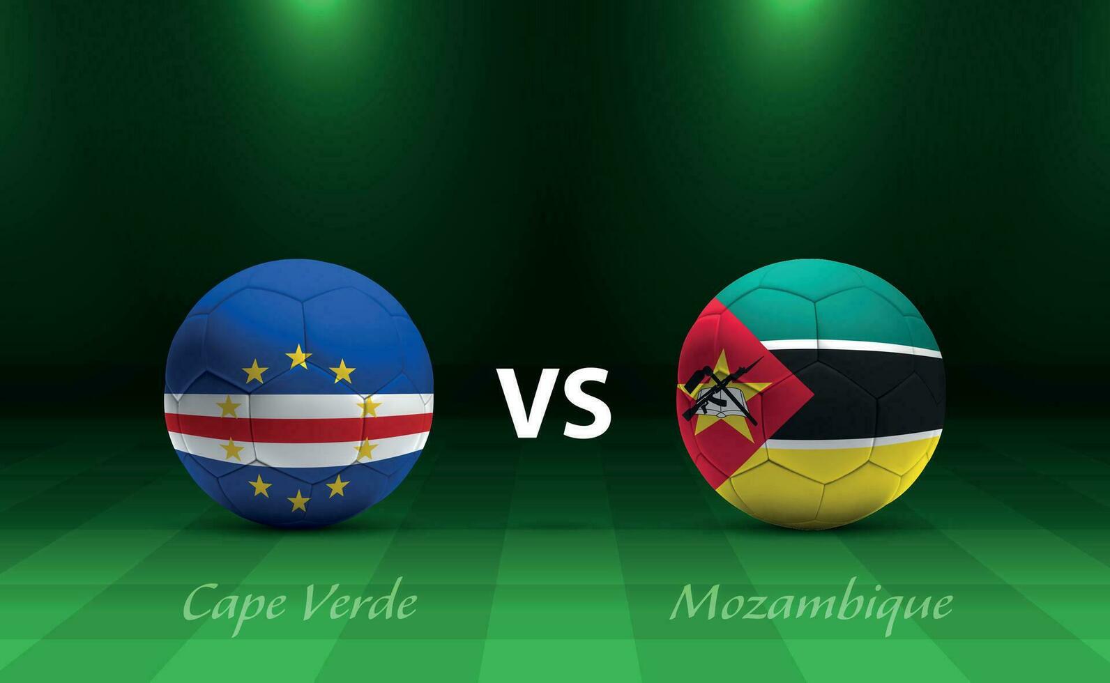 Cape Verde vs Mozambique football scoreboard broadcast template vector