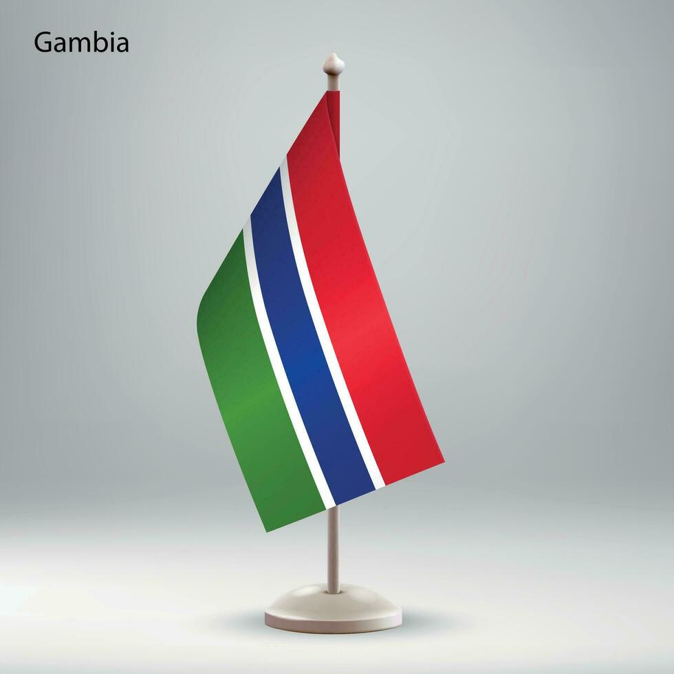 bandera de Gambia colgando en un bandera pararse. vector
