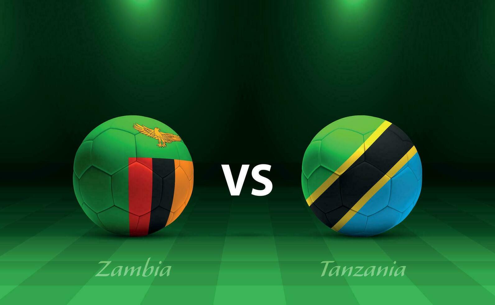 Zambia vs Tanzania football scoreboard broadcast template vector