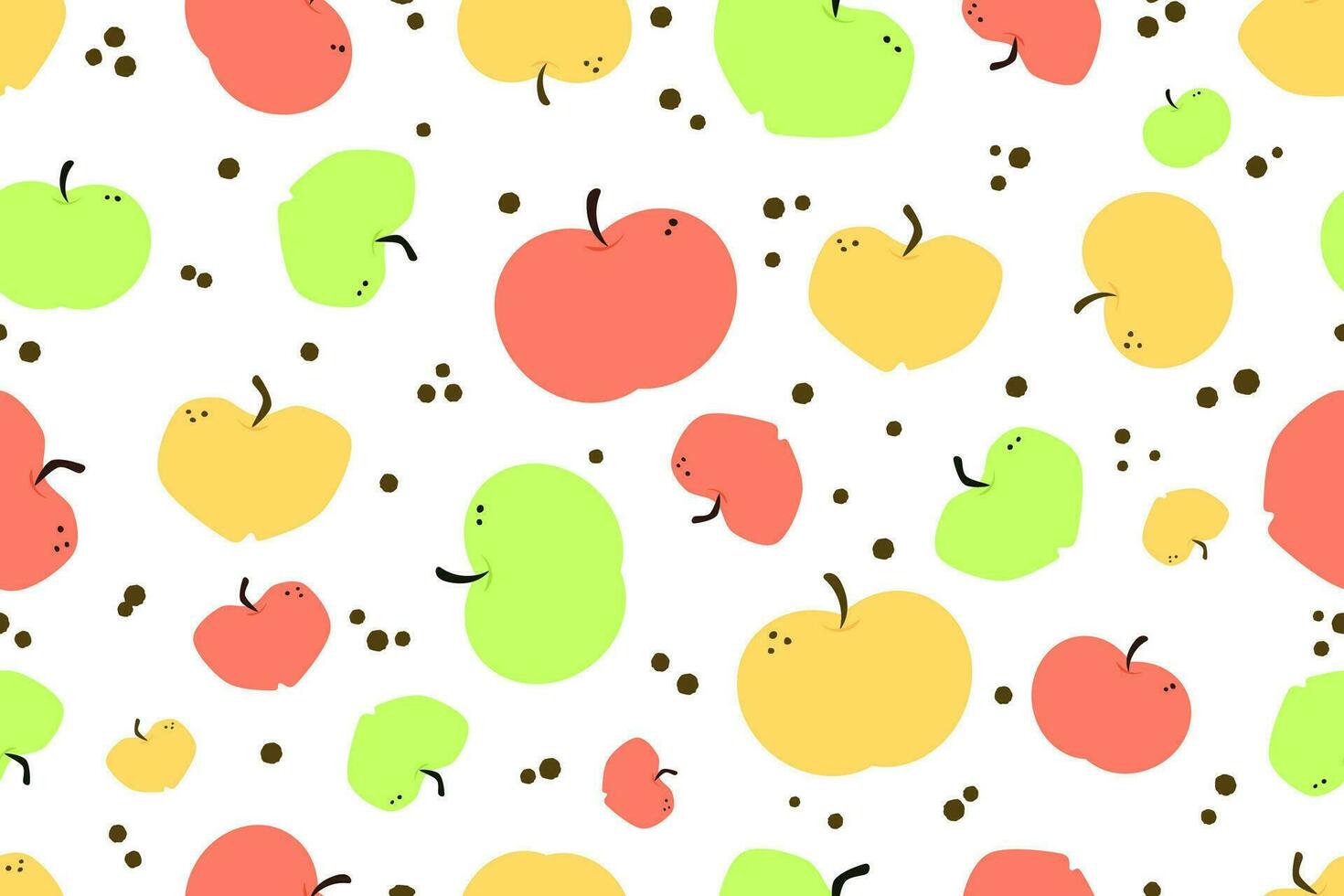 Hand darwn vector illustration of colorful apple seamless pattern
