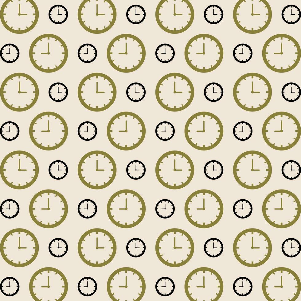 Clock neutral color repeating trendy pattern vector illustration background