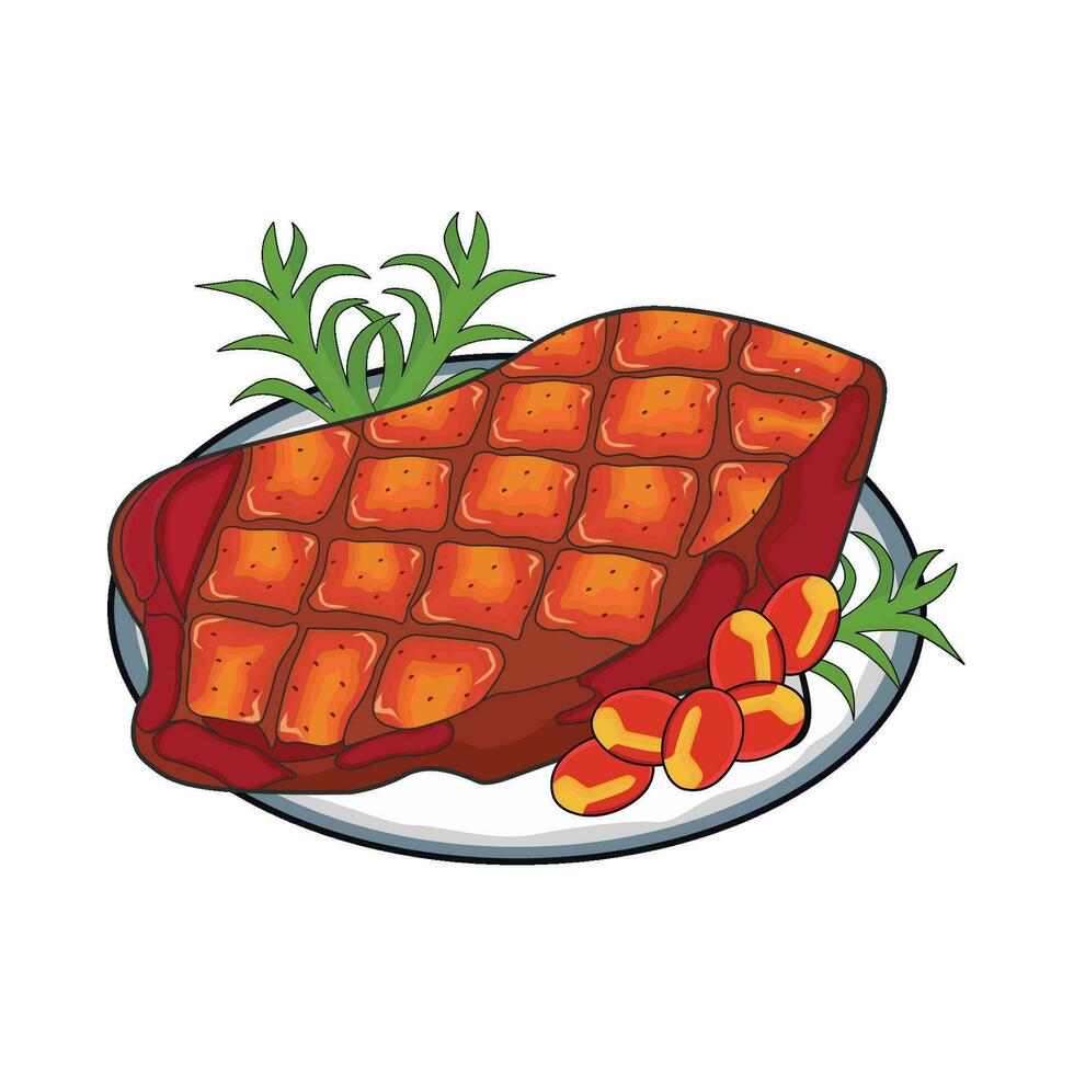 illustration of grilled beef steak vector