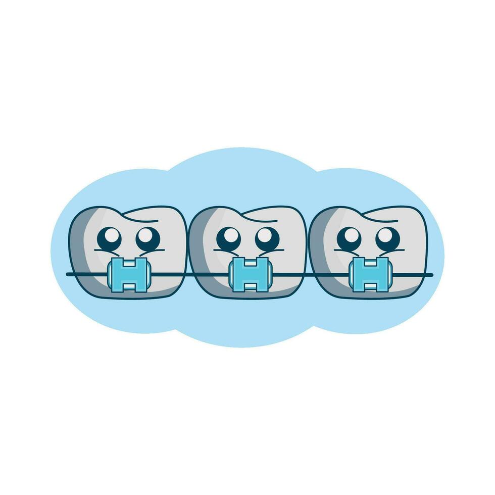 ilustración de dientes con tirantes vector