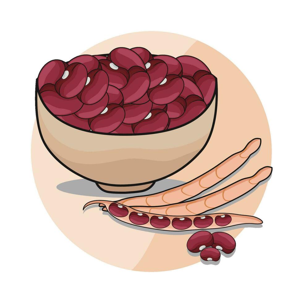 ilustración de rojo frijol cuenco vector