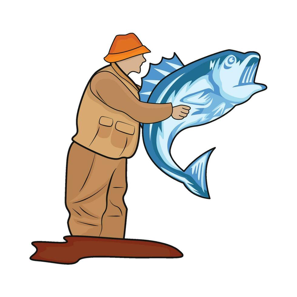 ilustración de pescador vector