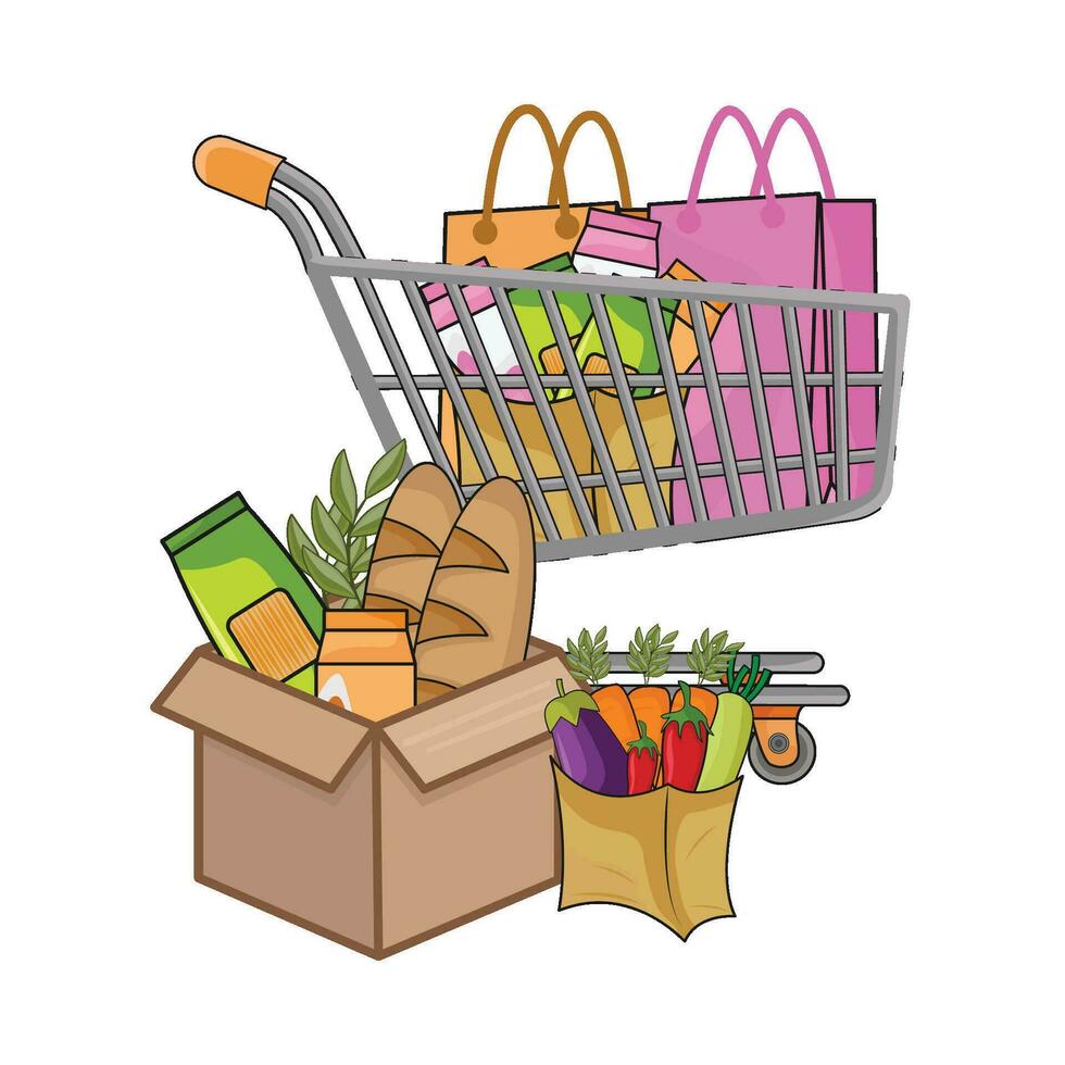 ilustración de compras carro vector