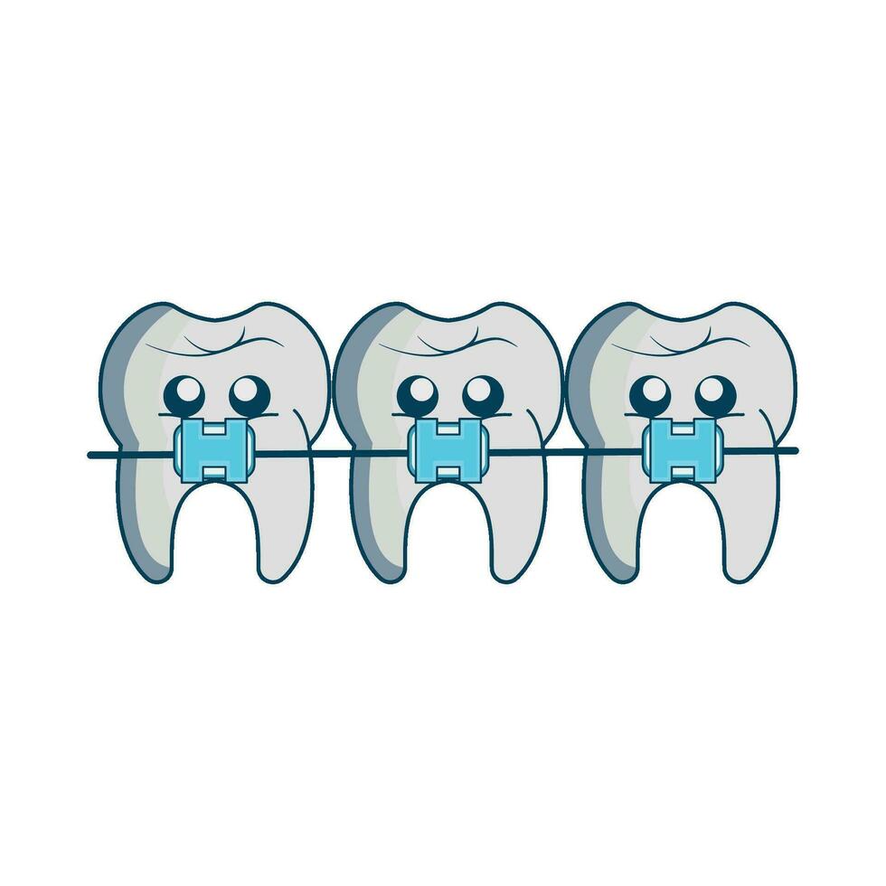 illustration of teeth with braces vector