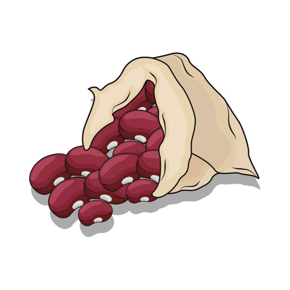 illustration of red beans in bag vector