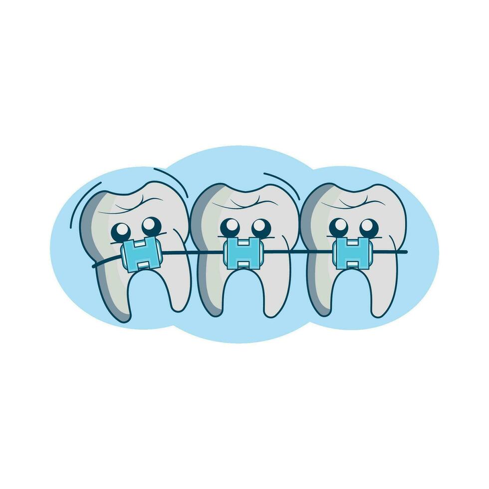 illustration of teeth with braces vector