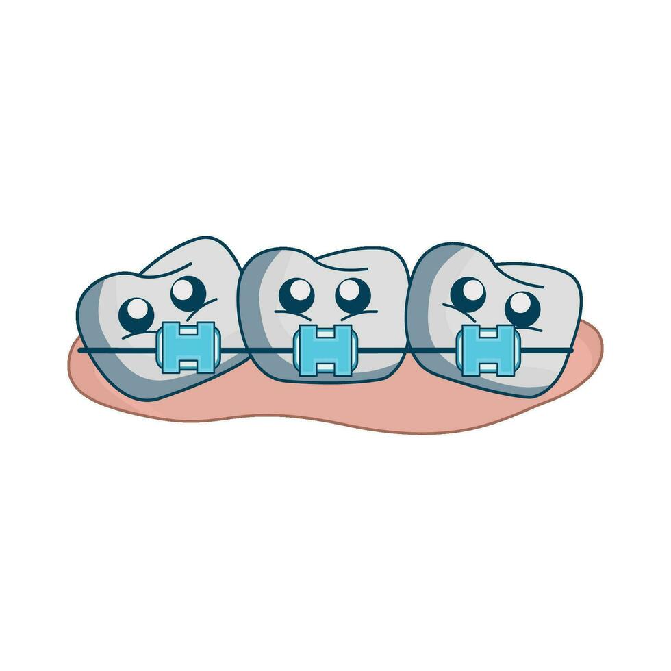 illustration of teeth with braces vector