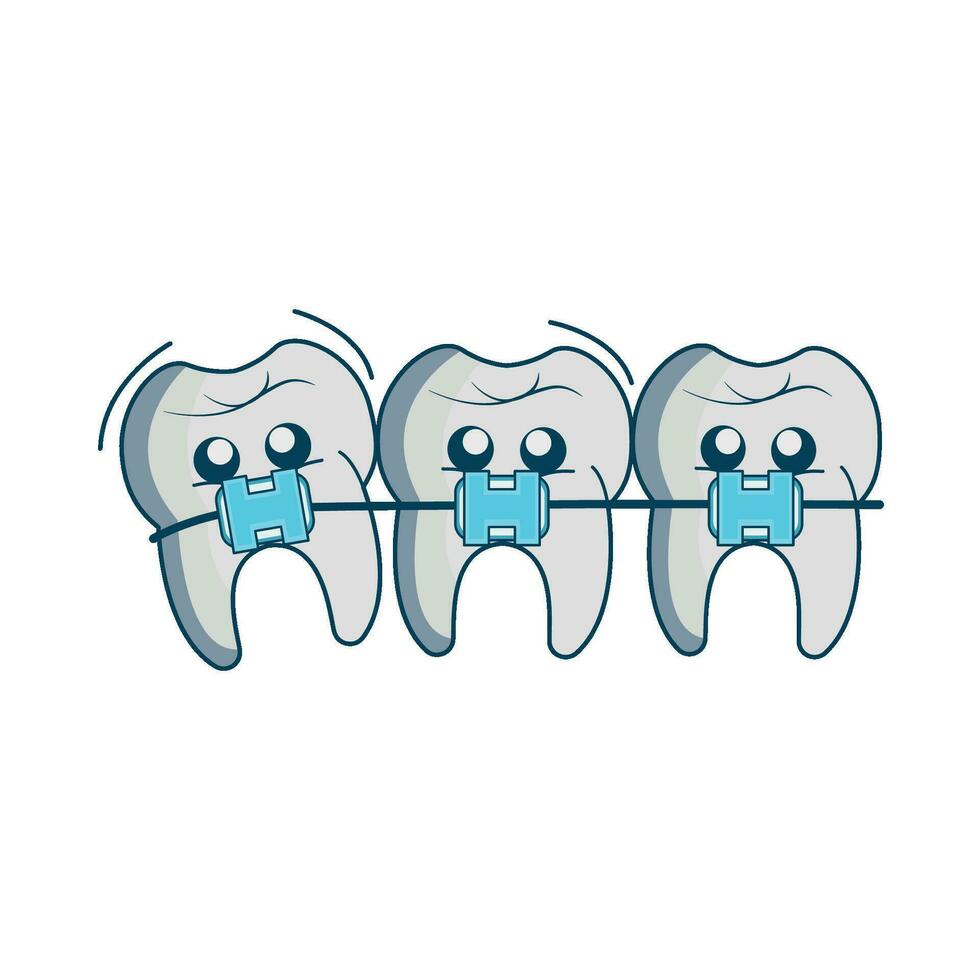 illustration of teeth with braces vector