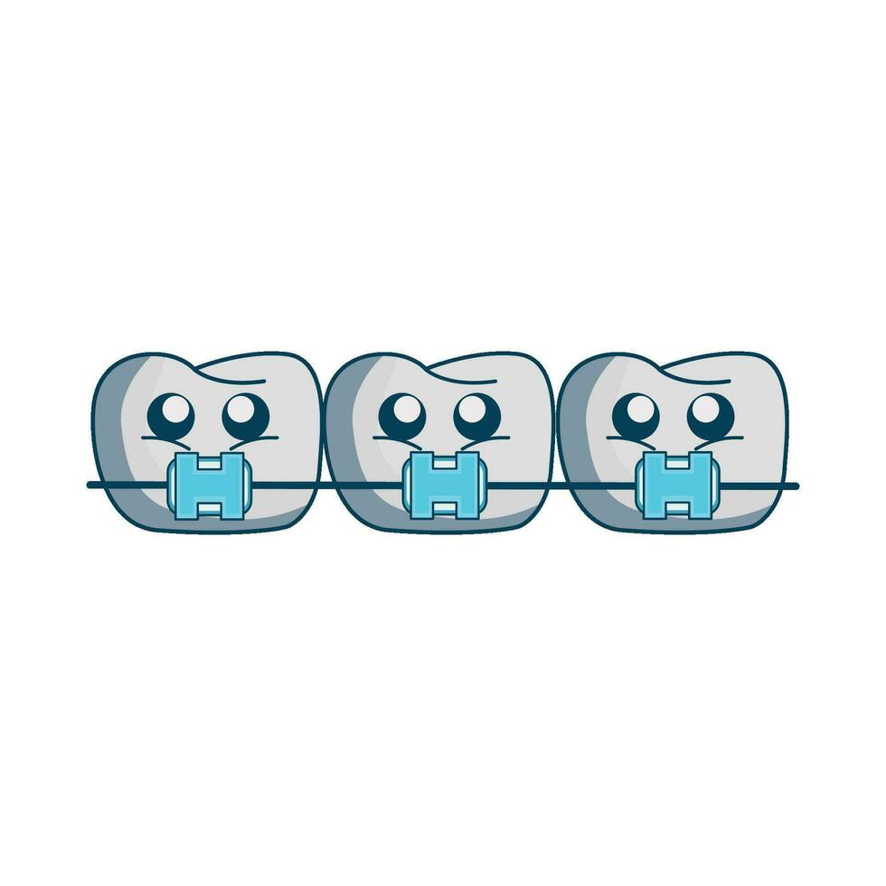 illustration of teeth with braces vector