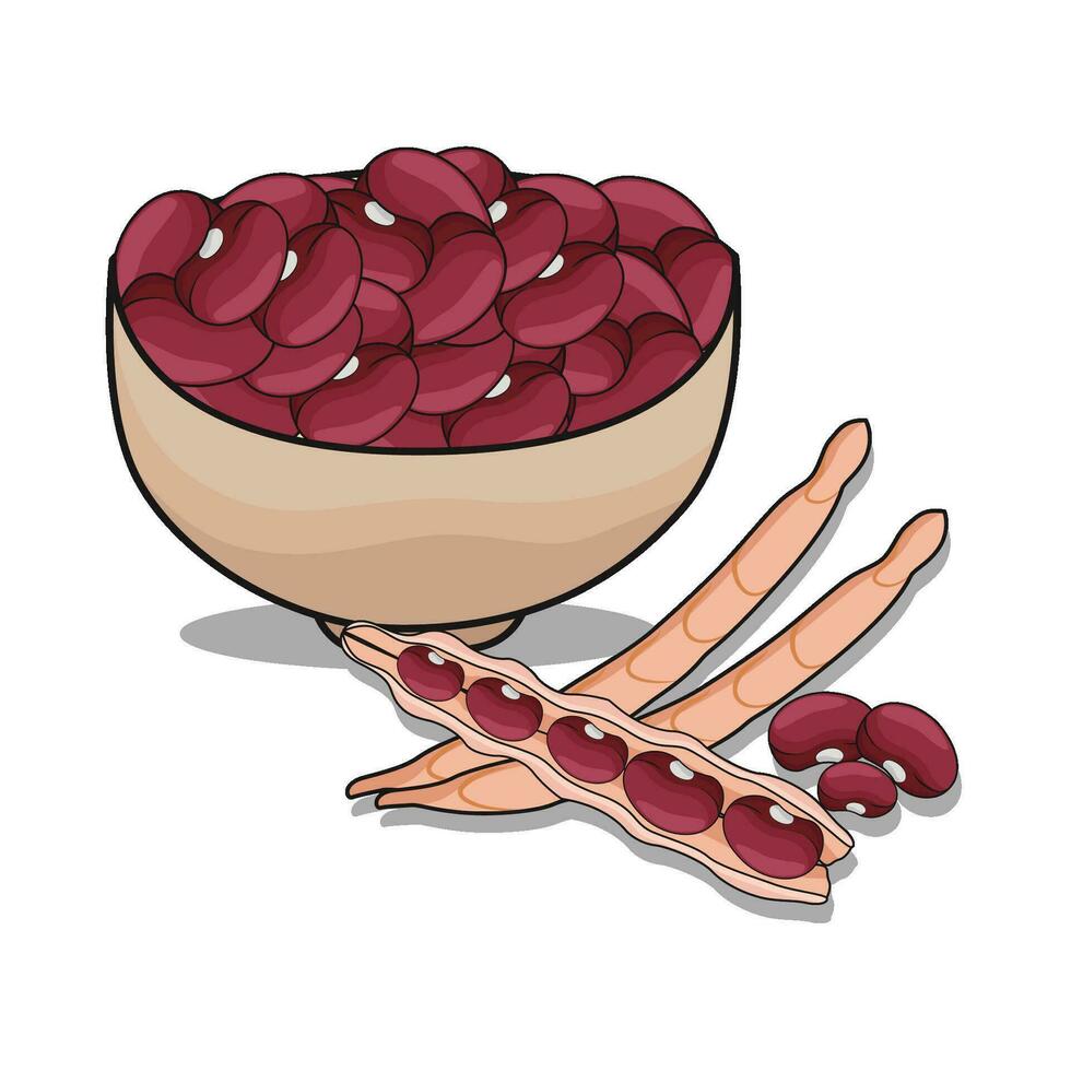 illustration of red bean bowl vector