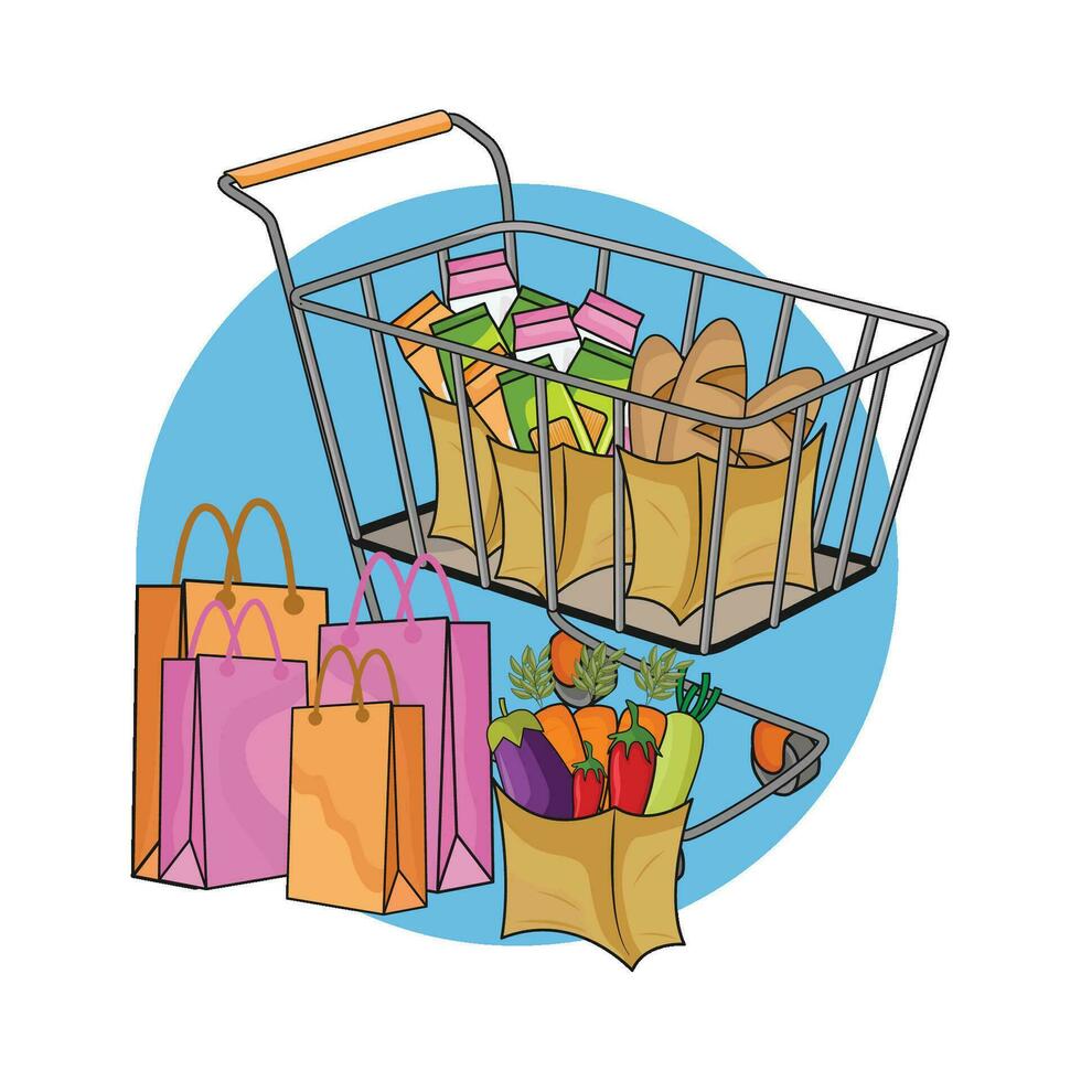 ilustración de compras carro vector