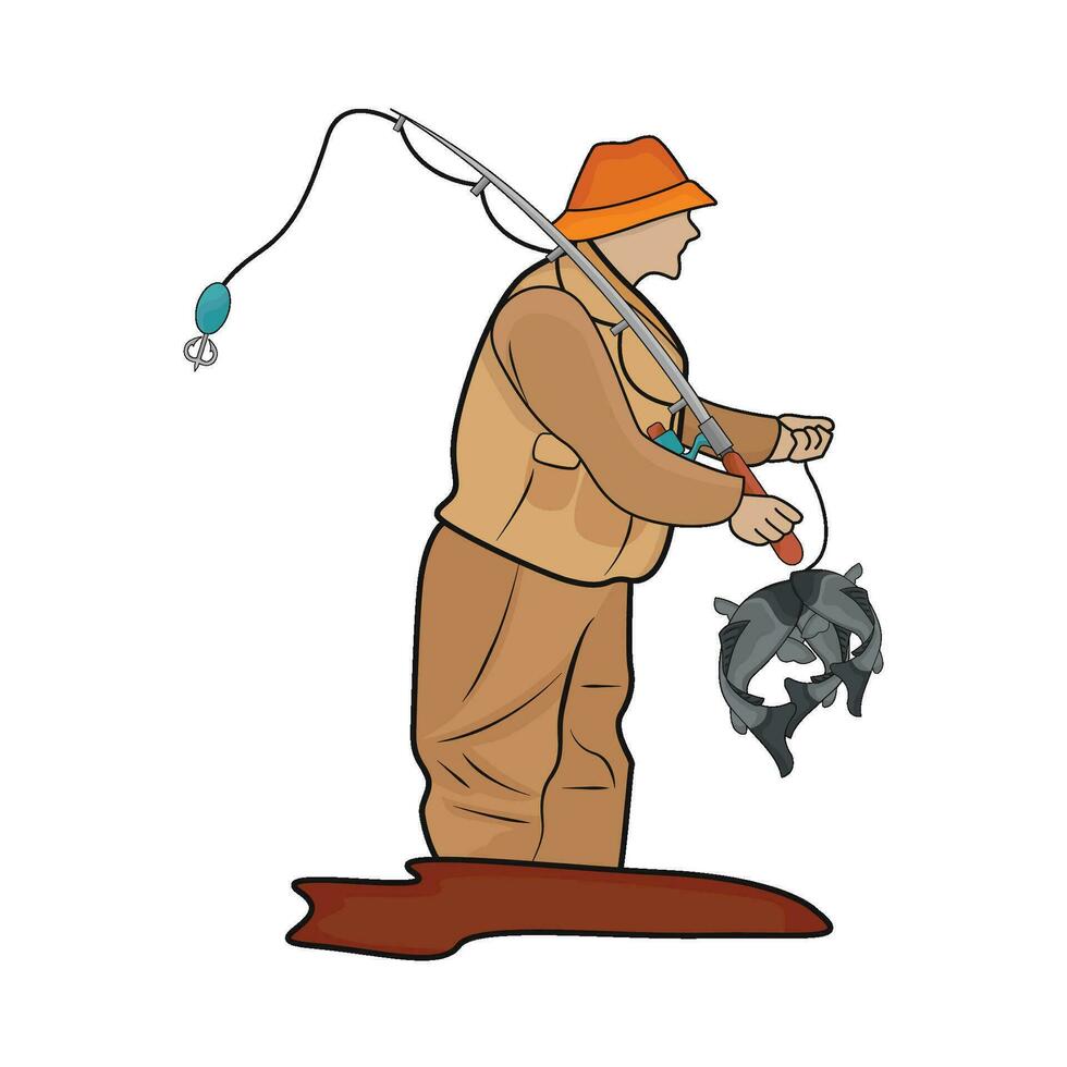 illustration of fisherman vector