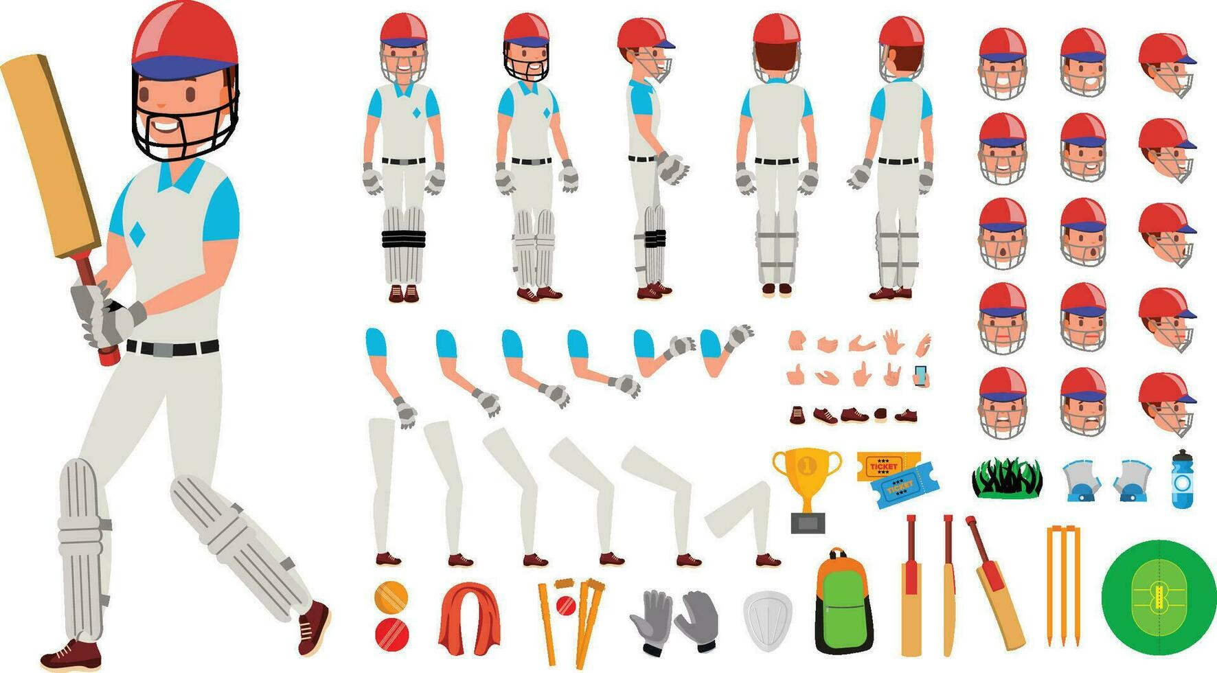 Cricket Player Male Vector