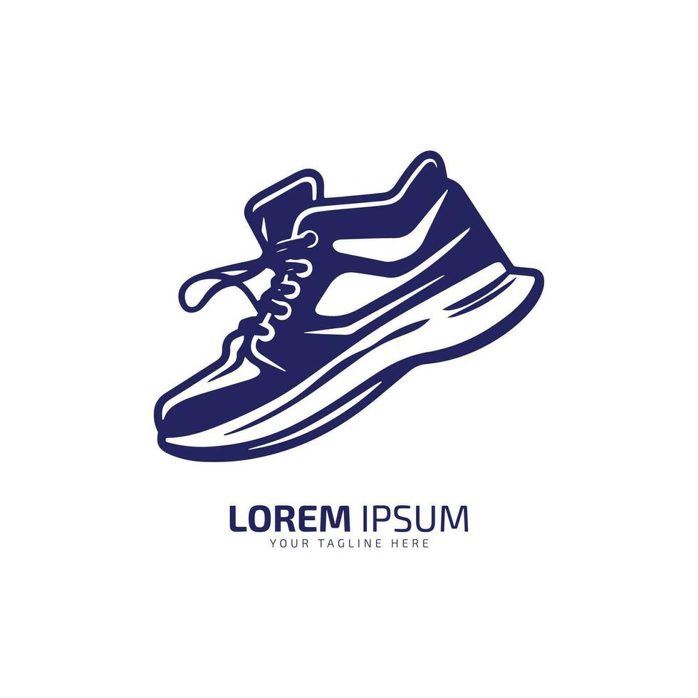 A logo of sports shoe icon abstract boot vector silhouette on white background