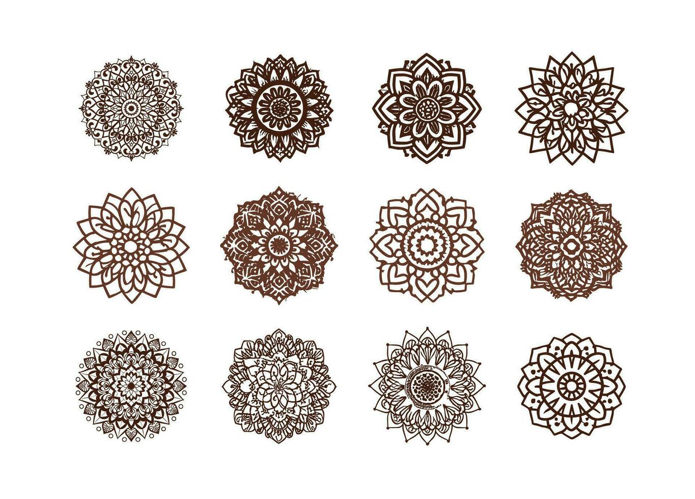 conjunto de tradicional floral redondo forma mandala ornamental Arte vector ilustración decorativo diseño elementos Pro vector