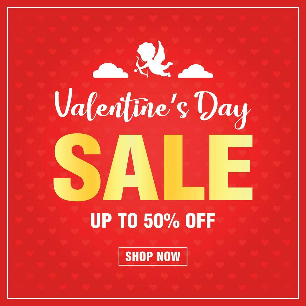 Valentines day sale banner design with 50 off discount vector