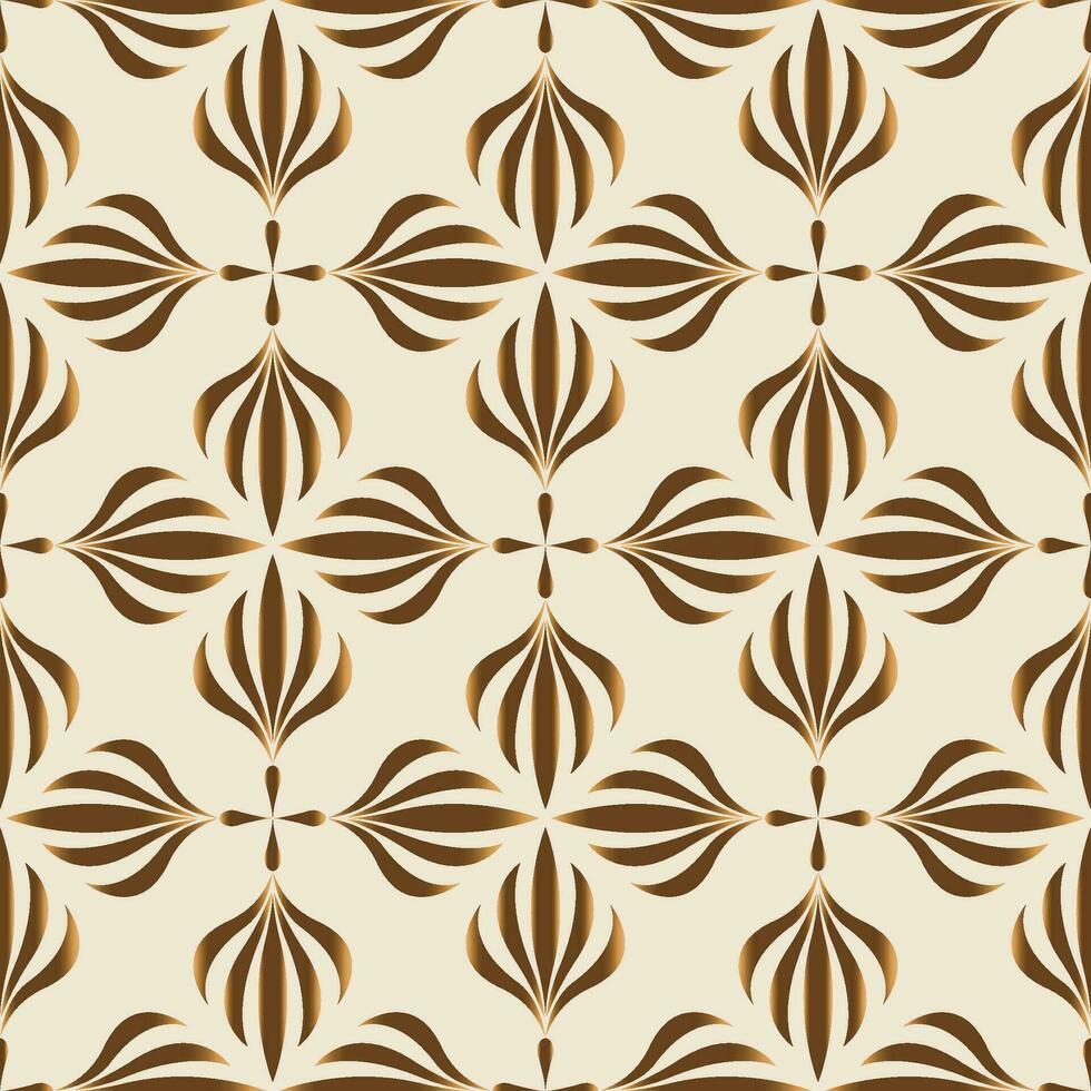 Floral seamless pattern. Retro stylish geometric texture with gold Art Nouveau tiles. Vector geometric decorative leaves texture isolated on antique white background abstract art deco style