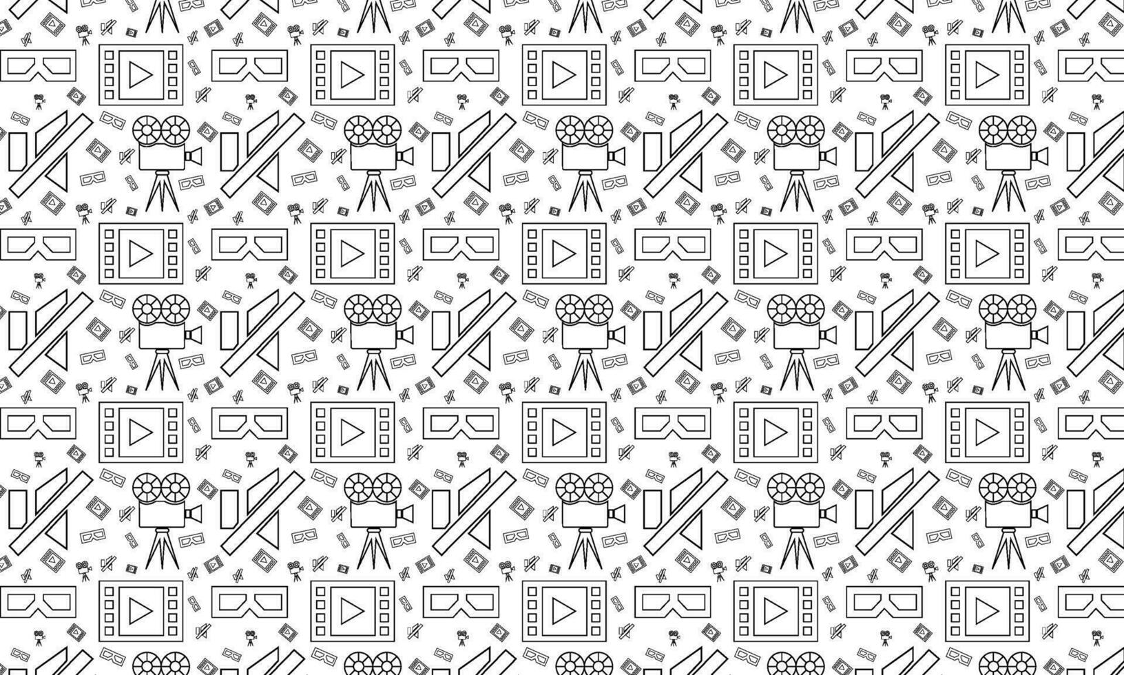 Seamless pattern hand drawn doodle Cinema set. Vector illustration. Movie making icons. Film symbols collection. Cinematography freehand elements