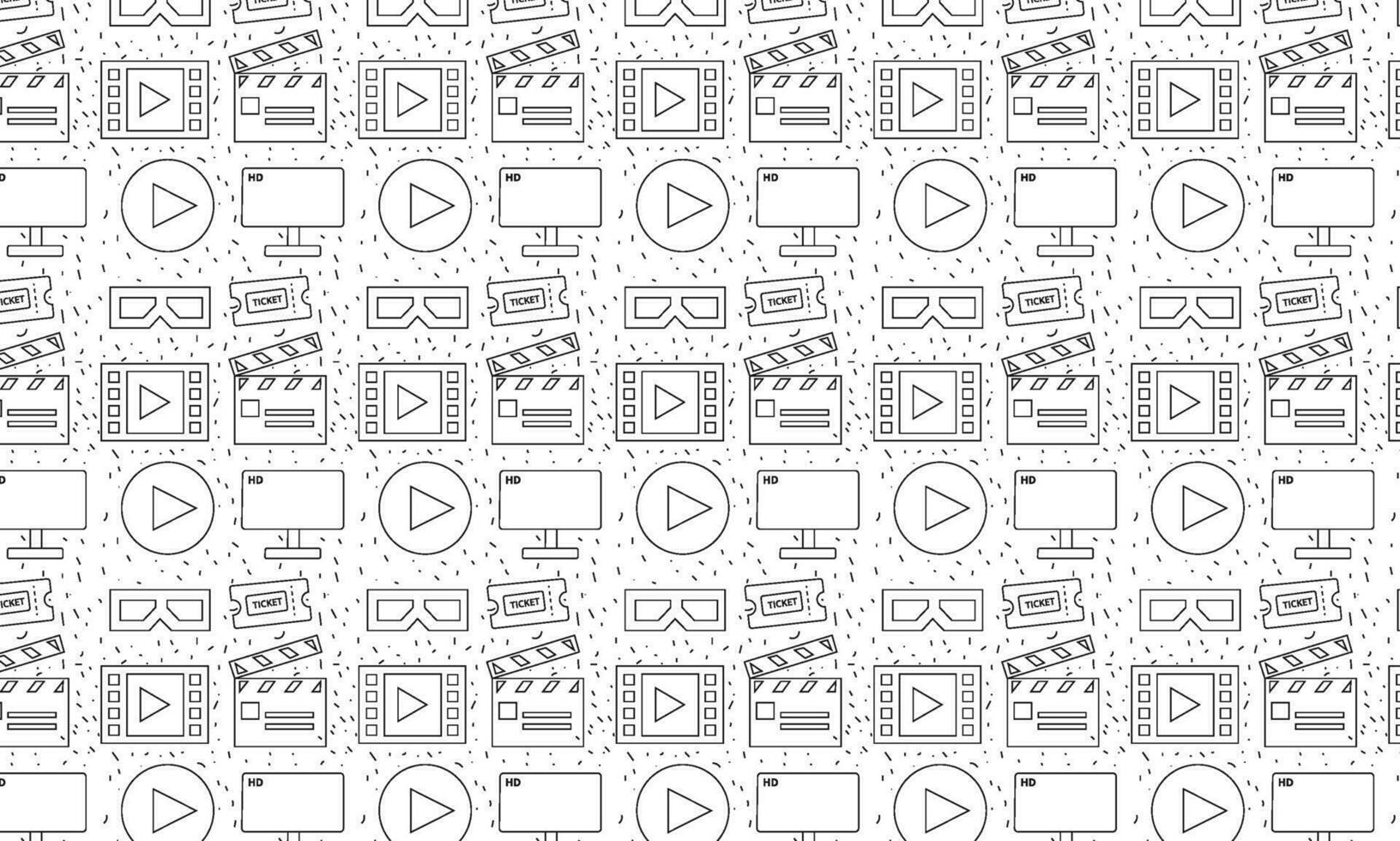 Cinema, film movie watching. Vintage seamless pattern background for your design vector