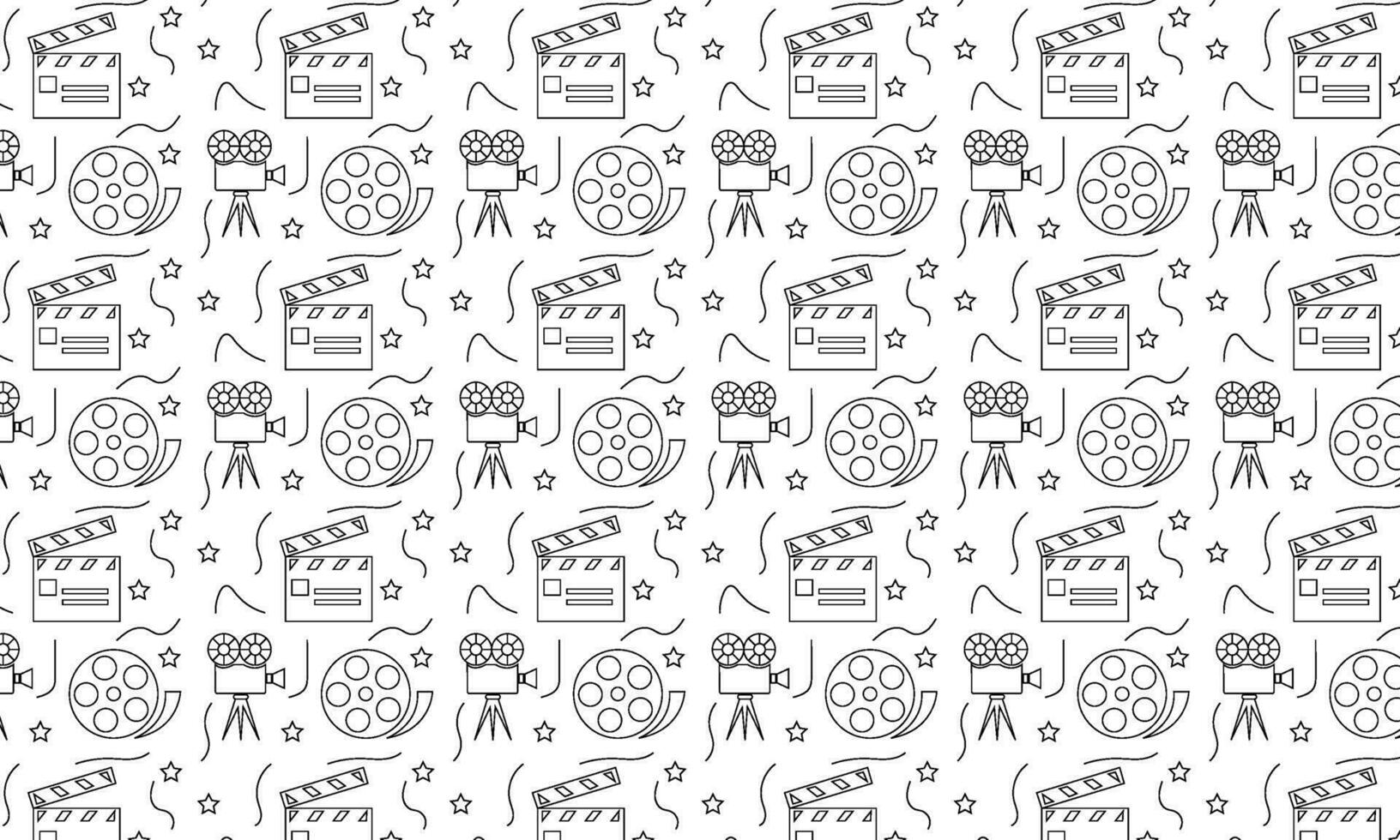 Seamless pattern hand drawn doodle Cinema set. Vector illustration. Movie making icons. Film symbols collection. Cinematography freehand elements