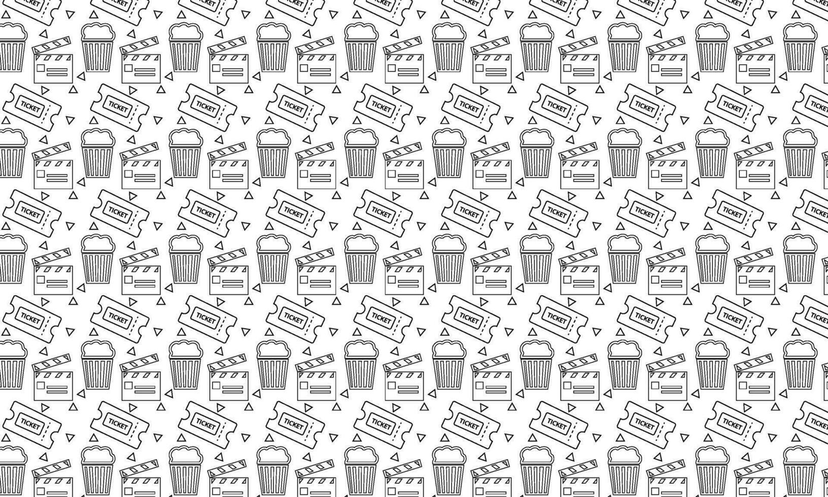 Seamless pattern hand drawn doodle Cinema set. Vector illustration. Movie making icons. Film symbols collection. Cinematography freehand elements