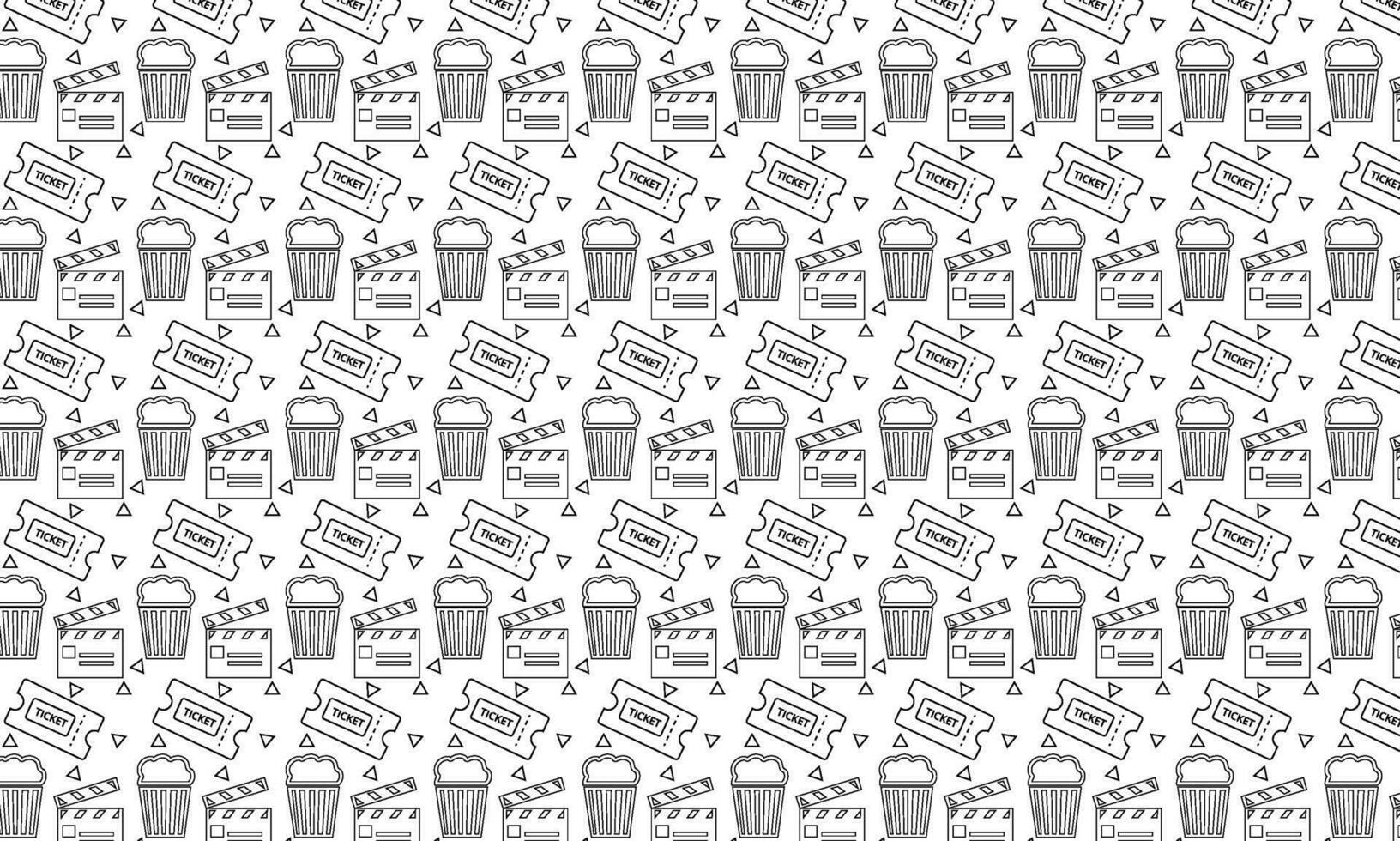 Seamless pattern hand drawn doodle Cinema set. Vector illustration. Movie making icons. Film symbols collection. Cinematography freehand elements