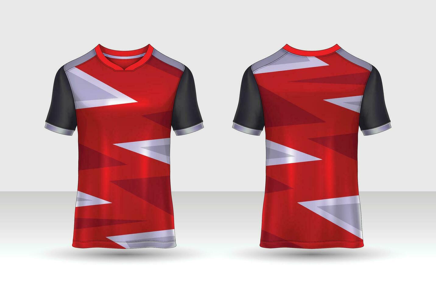 t-shirt sport design template with polygon pattern for soccer jersey. Sport uniform in front view. Tshirt mock up for sport club. Vector Illustration.