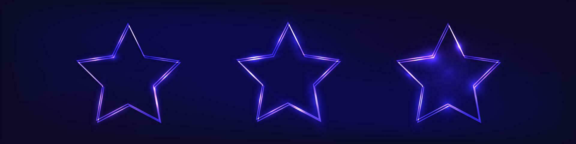 Set of neon double frames with shining effects vector