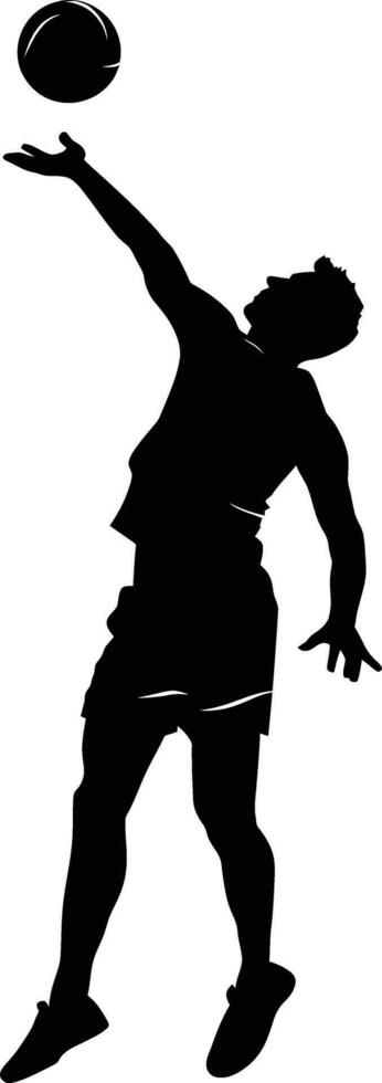 AI generated Silhouette volleyball player full body black color only vector