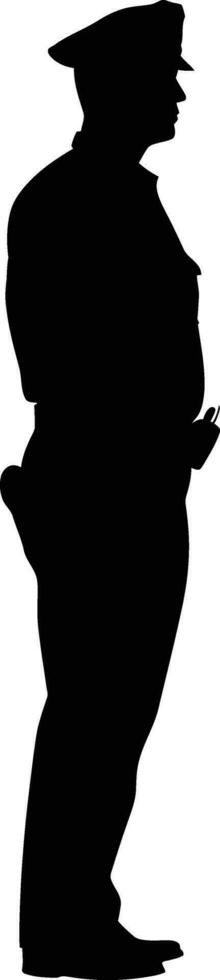 AI generated Silhouette police man or police officers full body black color only vector