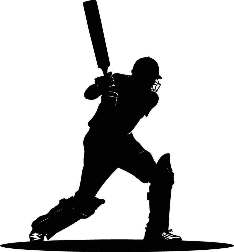 AI generated Silhouette cricket player full body black color only vector