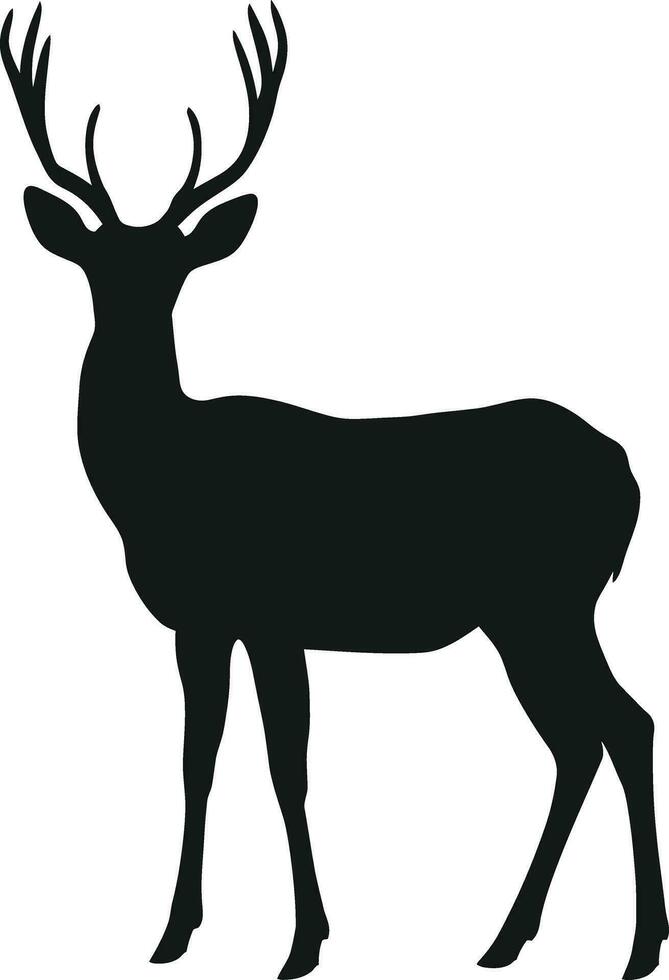 AI generated Silhouette deer full body black color only vector