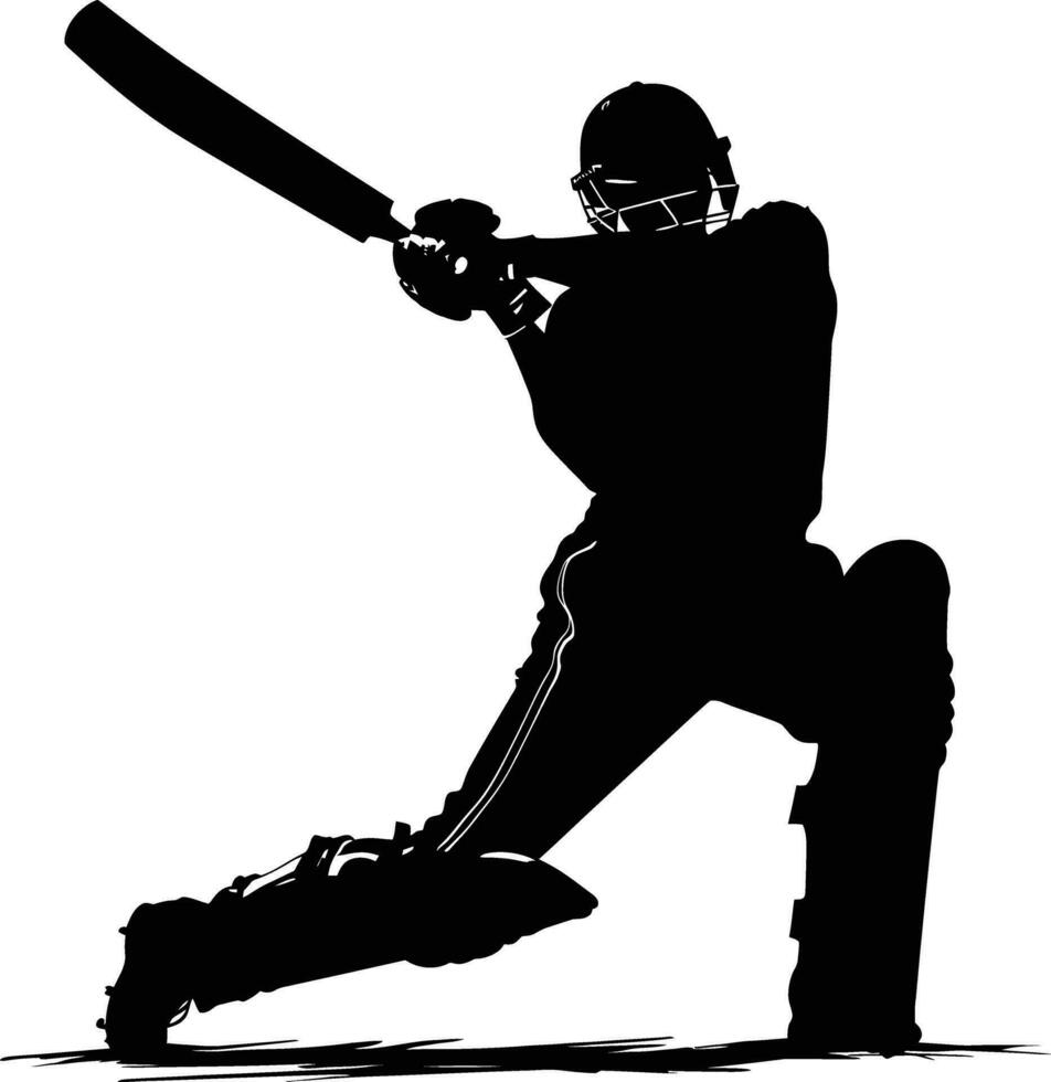 AI generated Silhouette cricket player full body black color only vector